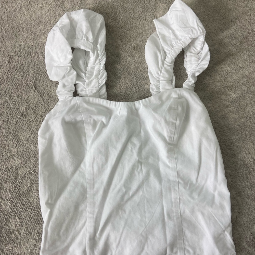 White Sleeveless Top with Ruffled Straps